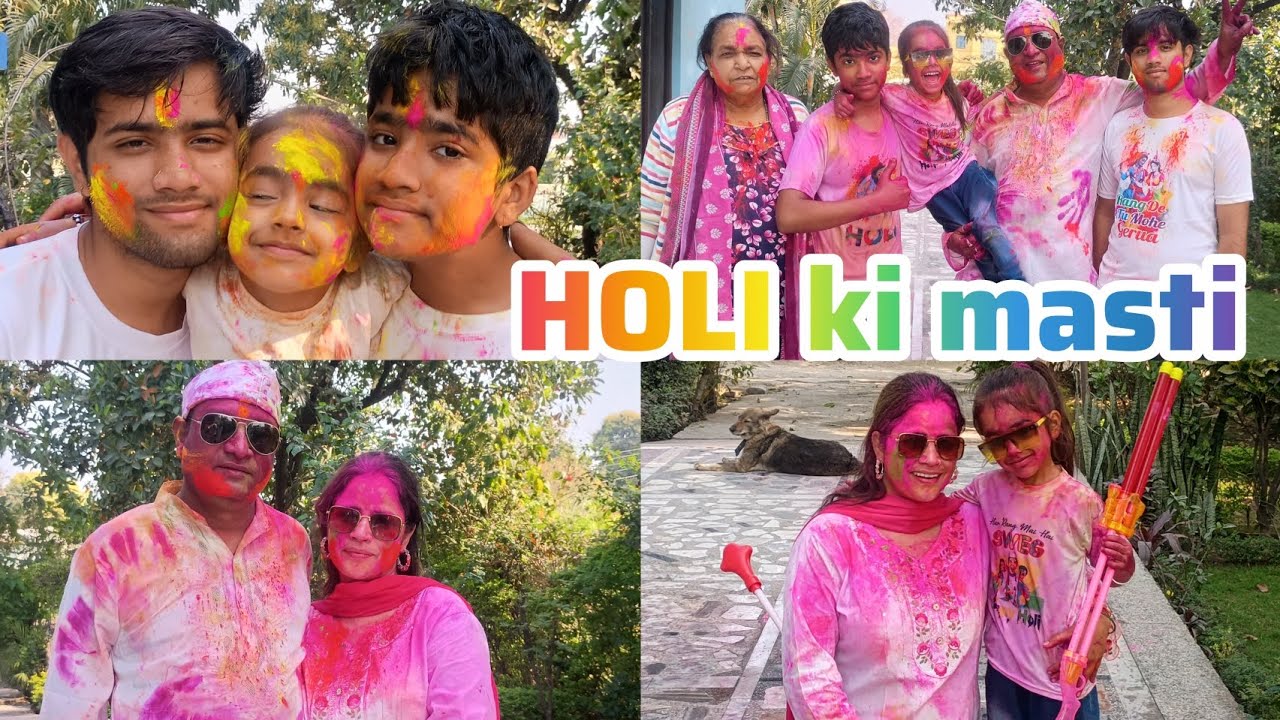 Holi celebration 2026 with family 😍😍 ##