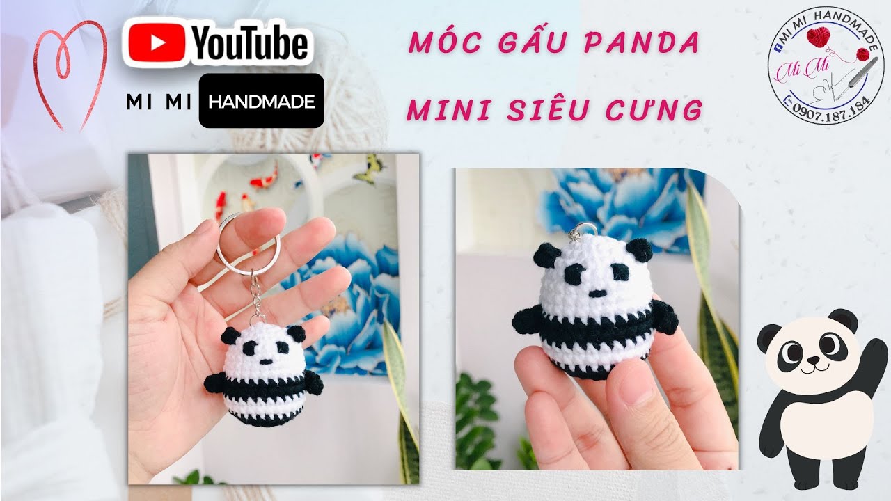 Móc Móc Khóa Gấu Panda Nhỏ Xinh 🐼 | Cute Panda Keychain Crochet Tutorial | Mimi Handmade