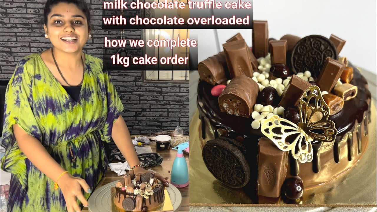 Milk Chocolate Truffle Cake with Chocolate Overloaded Cake | How we completed 1kg Cake Order |