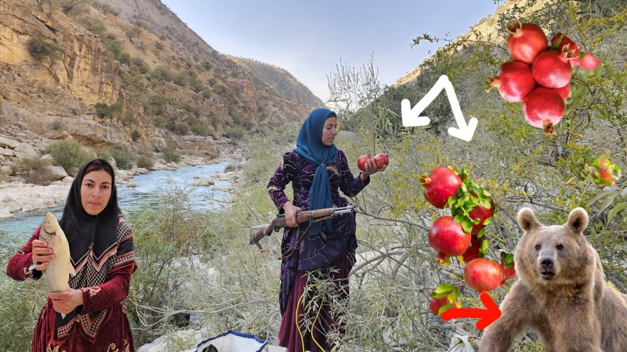 Khadija's fight witha bear and aleopard at night in the mountains while pickingmountain pomegranates