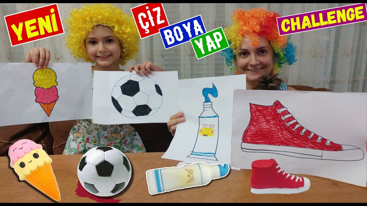 (YENİ) ÇİZ- BOYA-YAP CHALLENGE  #evdekal #sendeoyna Elif ile Eğlenceli Çocuk Videosu