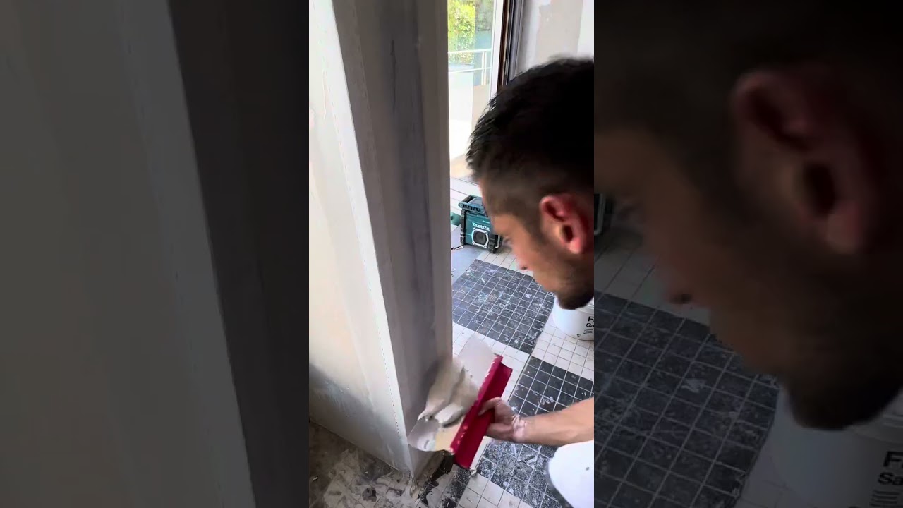 Bande straitflex et test enduit flügger fog#artisan #satisfying #asmr #reno #chantier #travaux