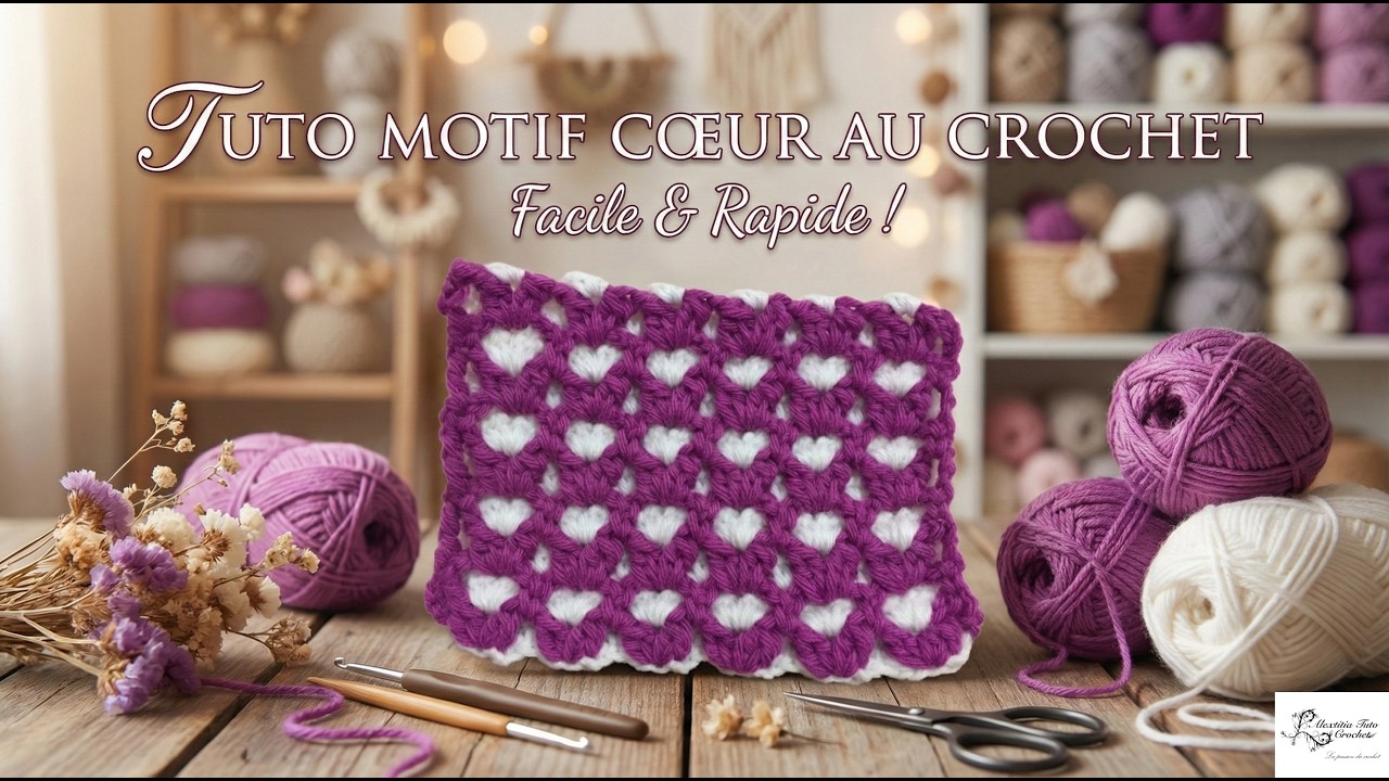 Tuto motif coeur au crochet