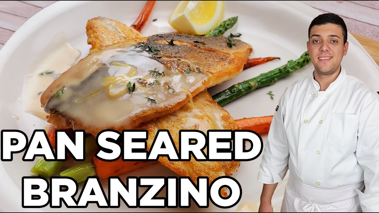 Pan Seared Sea Bass with Lemon Butter Sauce | Pan Seared Branzino How to Cook Mediterranean Sea Bass