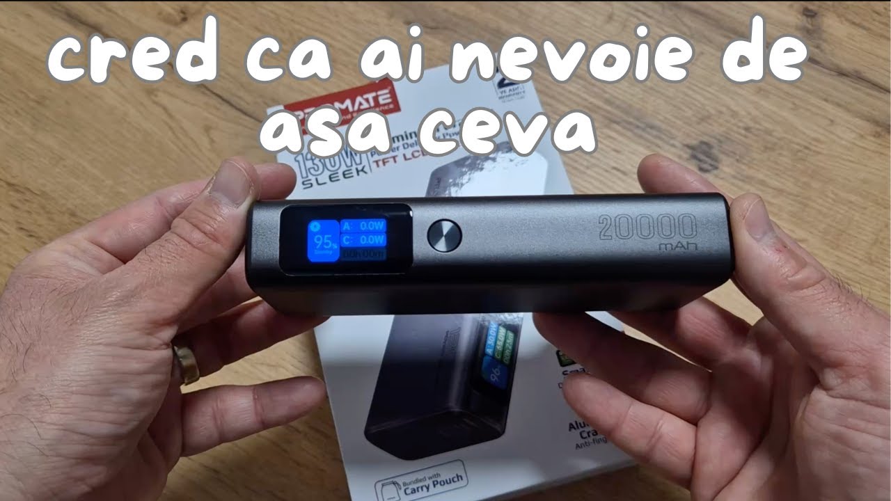 O super baterie externa de 20.000 mAh si 130W putere totala - Promate Titan 130