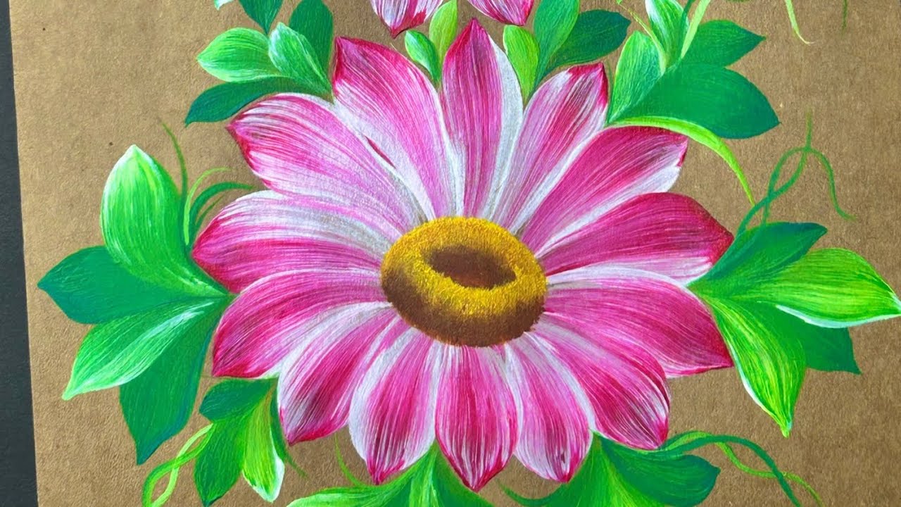 STRESS BUSTER 🎨 Watch me paints beautiful flowers using vibrant acrylic 🎨& soothing brush strokes👌✅💯