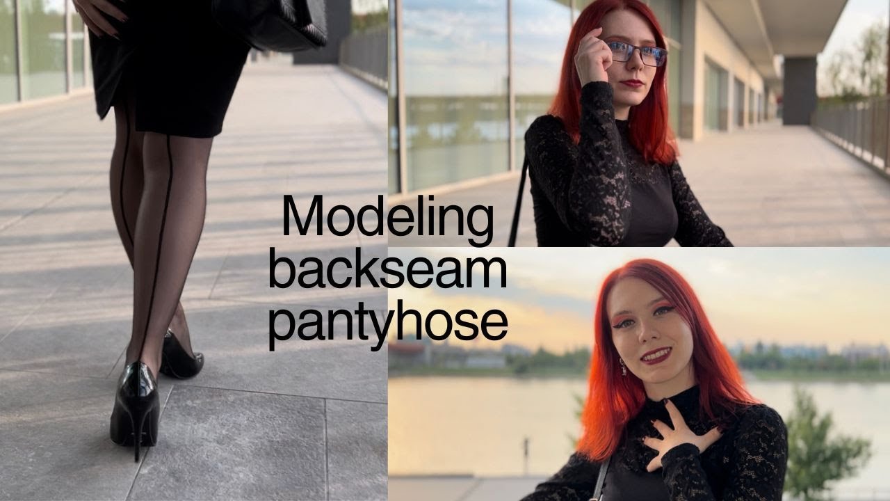 Ichigo Ema modeling black backseam pantyhose