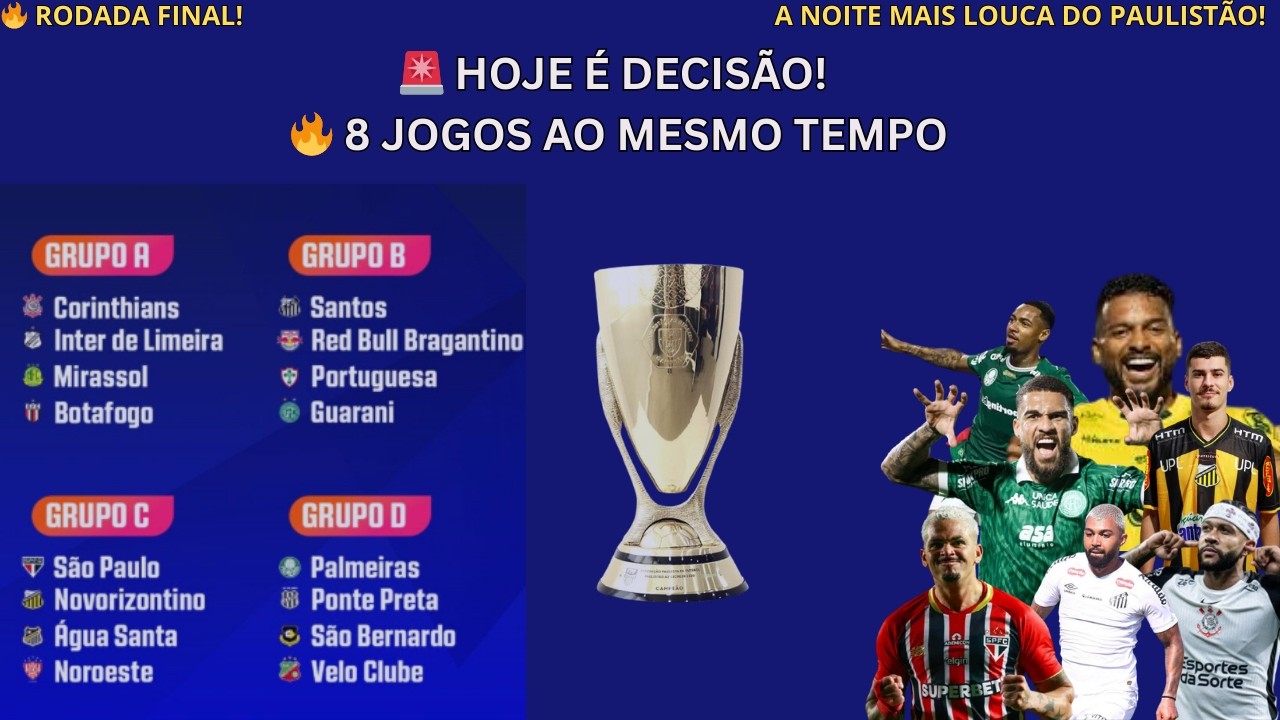 PLANTÃO PAULISTÃO: Rodada Final Pegando FOGO! Jogos Simultâneos às 20:30 Quem Classifica? Quem Cai?