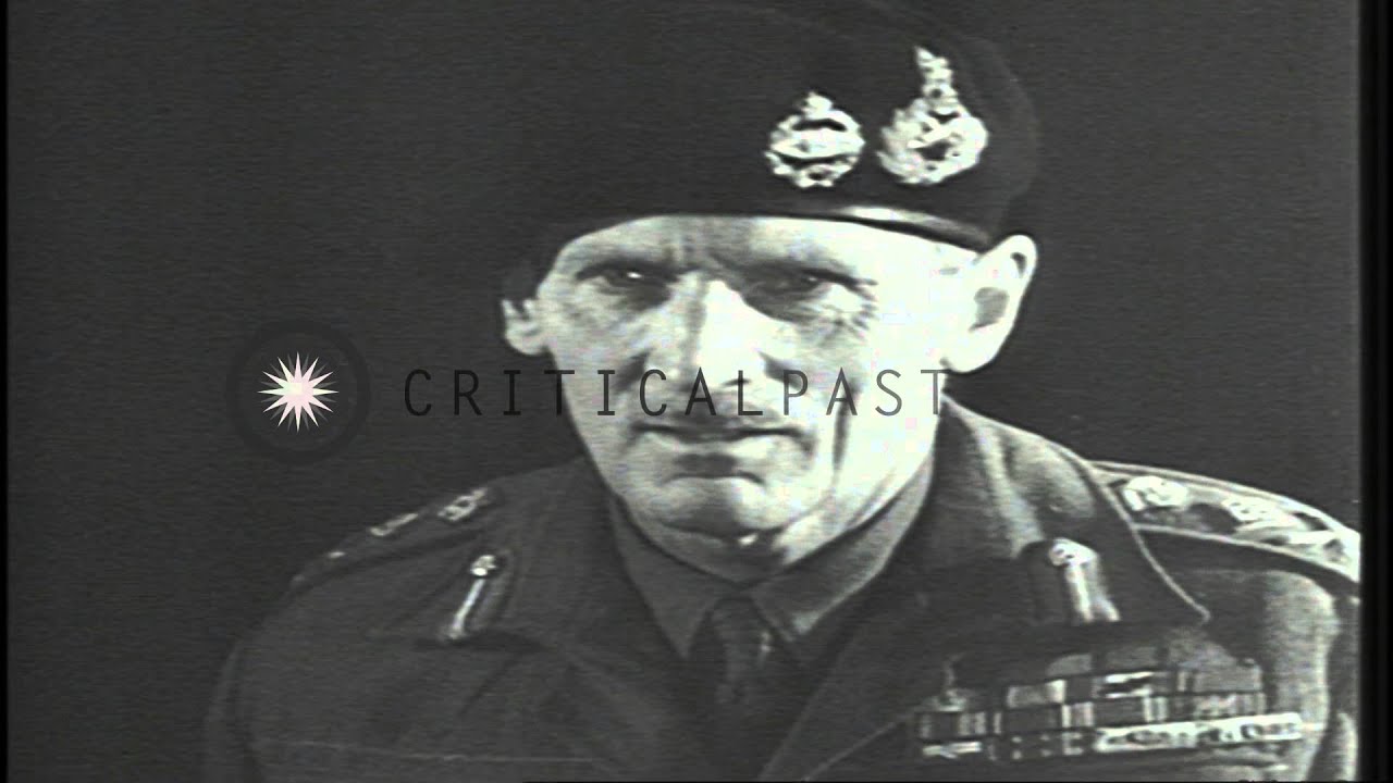 British Field Marshal Bernard Montgomery visits a war factory and speaks to worke...HD Stock Footage