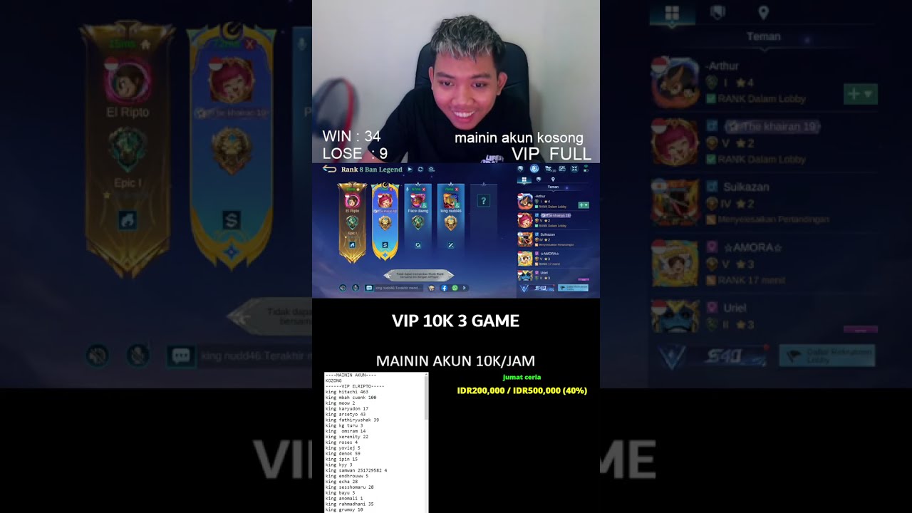 🔴LIVE MABAR ML sampai sahur - mabar vip with PRIME ELRIPTO #mobilelegends #mlbb #shorts
