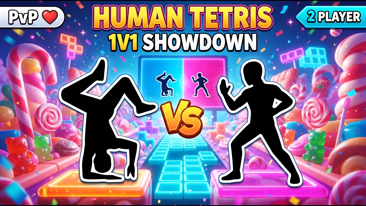 Human Tetris | 2 Player PVP Showdown | 1V1💥 | Viral Immersive Interactive Warm Up | Who will win?🧱⚡