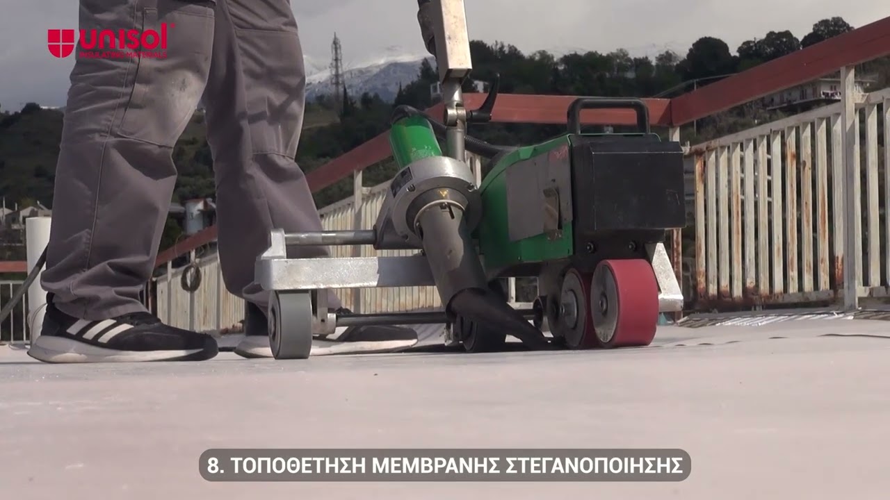 UNISOL/ Εφαρμογή μόνωσης δώματος με κλίσεις και επικαλυψη με ειδικη μεμβρανη SIKA