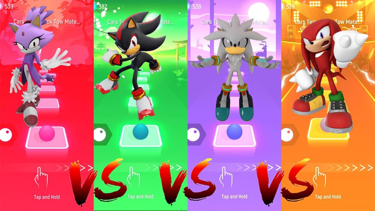 Sonic | Blaze the Cat vs Shadow vs Silver vs Knuckles | Tiles Hop