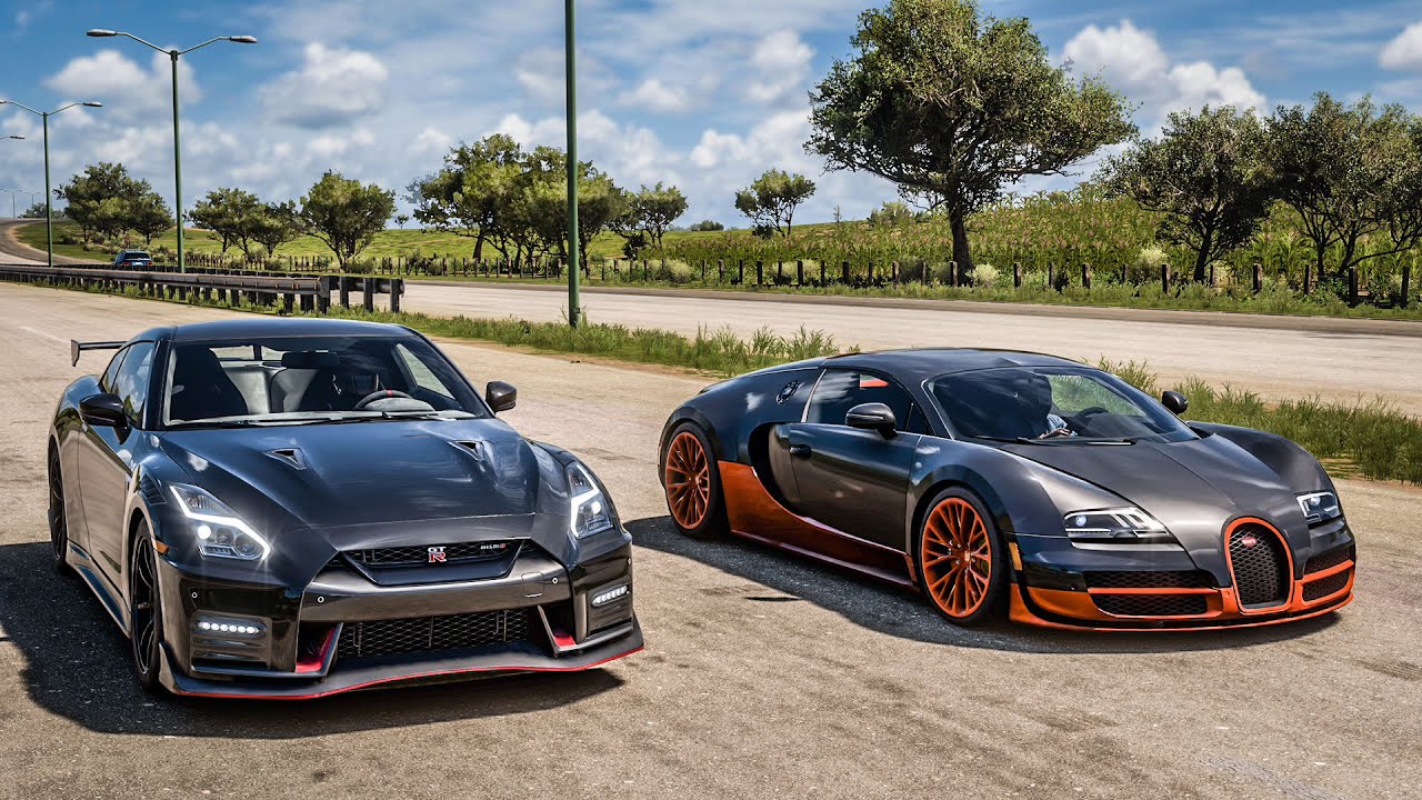 Forza Horizon 5 Drag race: Bugatti Veyron SS vs Nissan GTR Nismo 1000hp