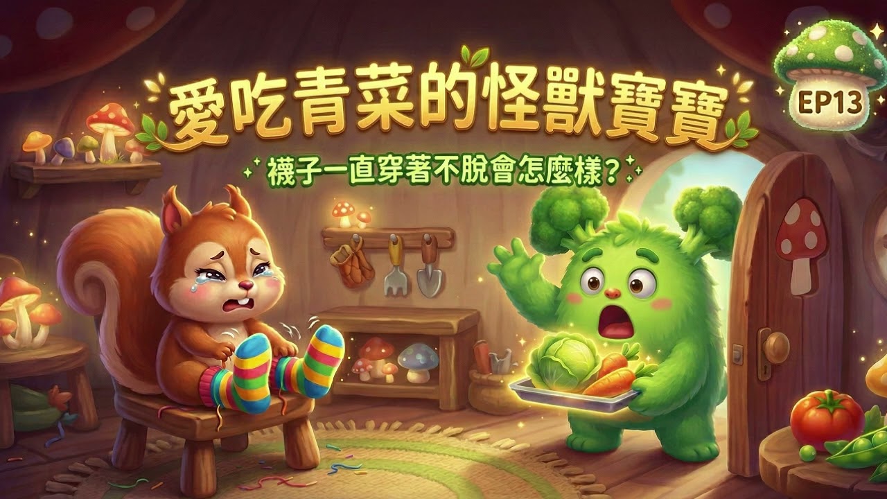 🥦【EP13】愛吃青菜的怪獸寶寶🥬 為什麼襪子好臭拔不下來？用「泡澡大賽」讓孩子愛上洗腳🛁｜兒童衛生習慣｜足部健康故事