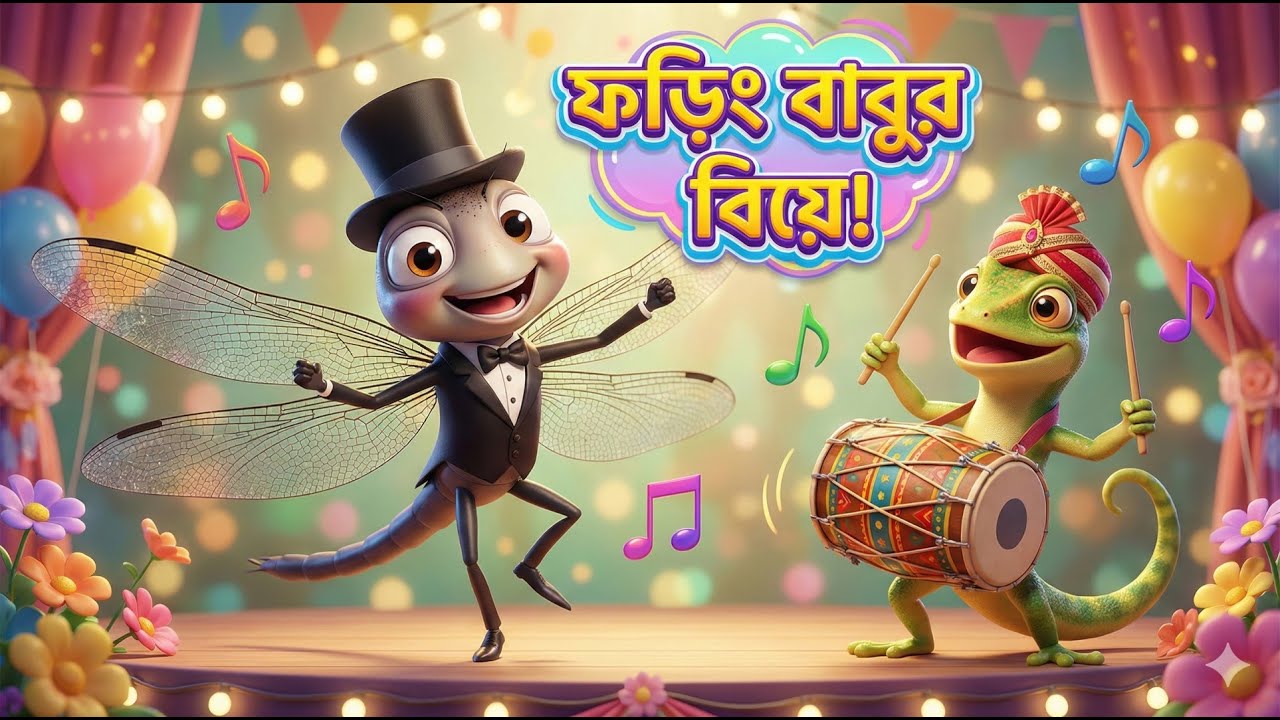 ফড়িং বাবুর বিয়ে 🦗💍 | Bengali Kids Rhyme | Funny Cartoon Song