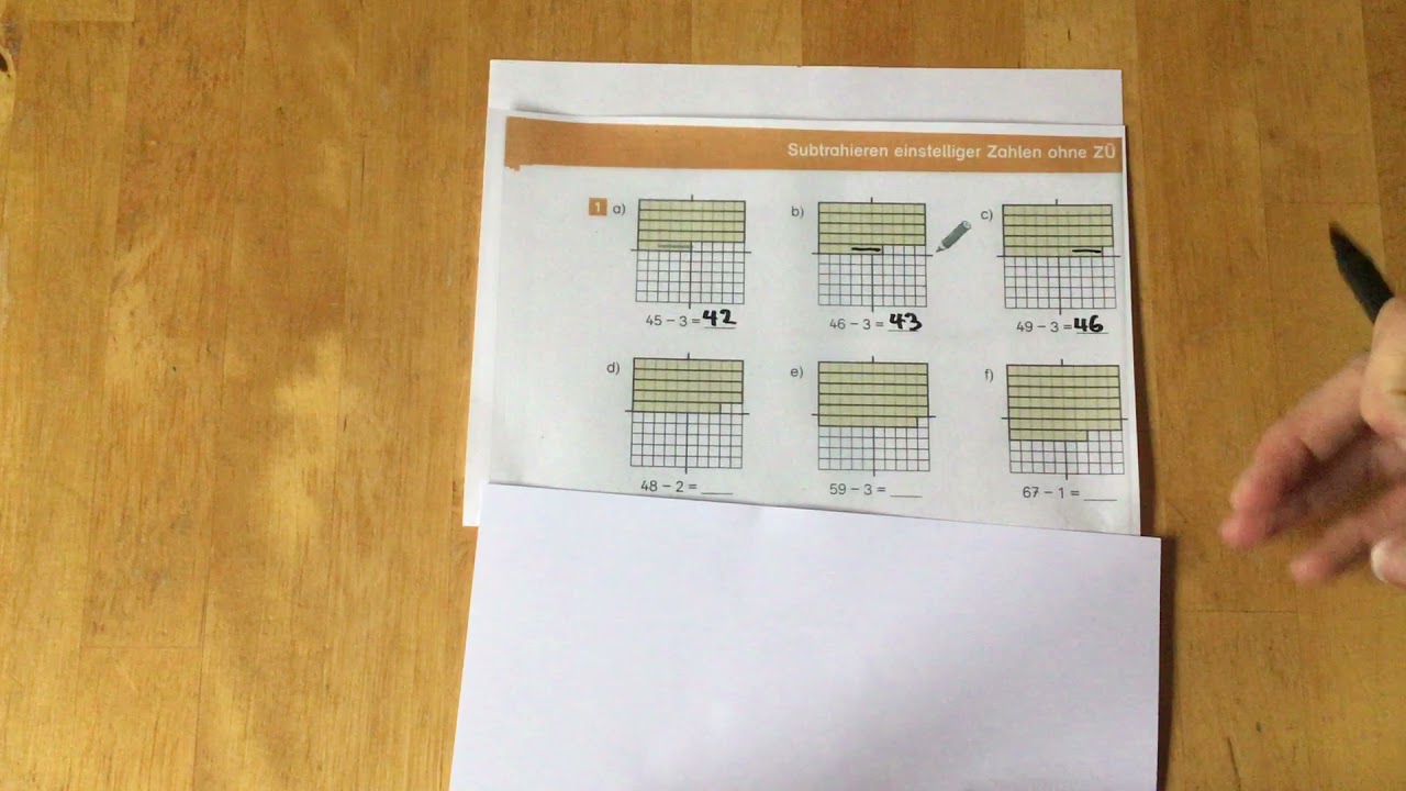 Subtraktionsaufgaben mit einstelligen Zahlen