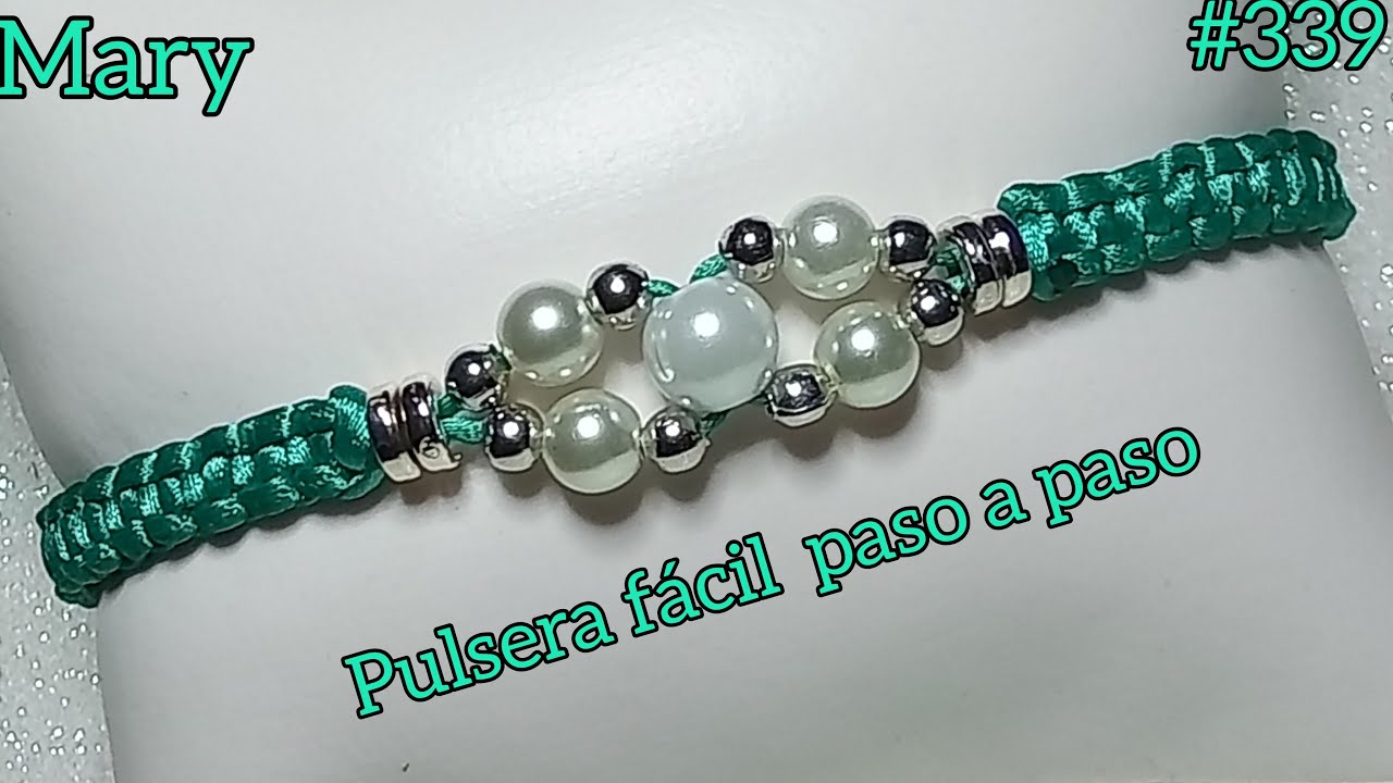 COMO HACER UNA PULSERA NUDO PLANO (( CON PERLAS Y BALINES ))
