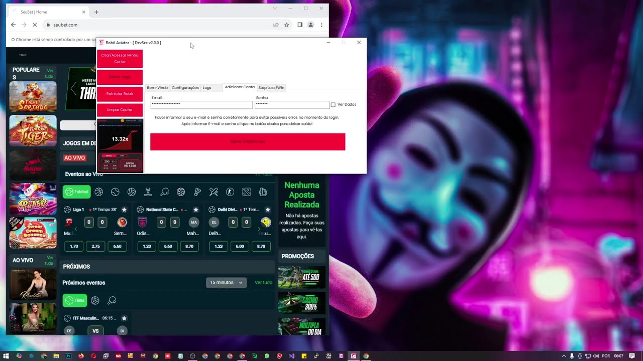 ROB&Ocirc; AVIATOR 100% AUTOMATICO - IGAMING (DEVSEC/SAGAOFICIAL)