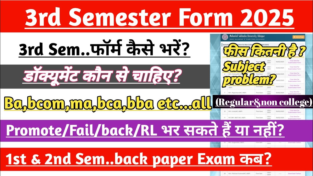 mlsu 3rd Sem.. form complete process✅ 2025 || Fail/RL/Promote/back 🤔 ||ba 3rd sem..form kaise bhare?