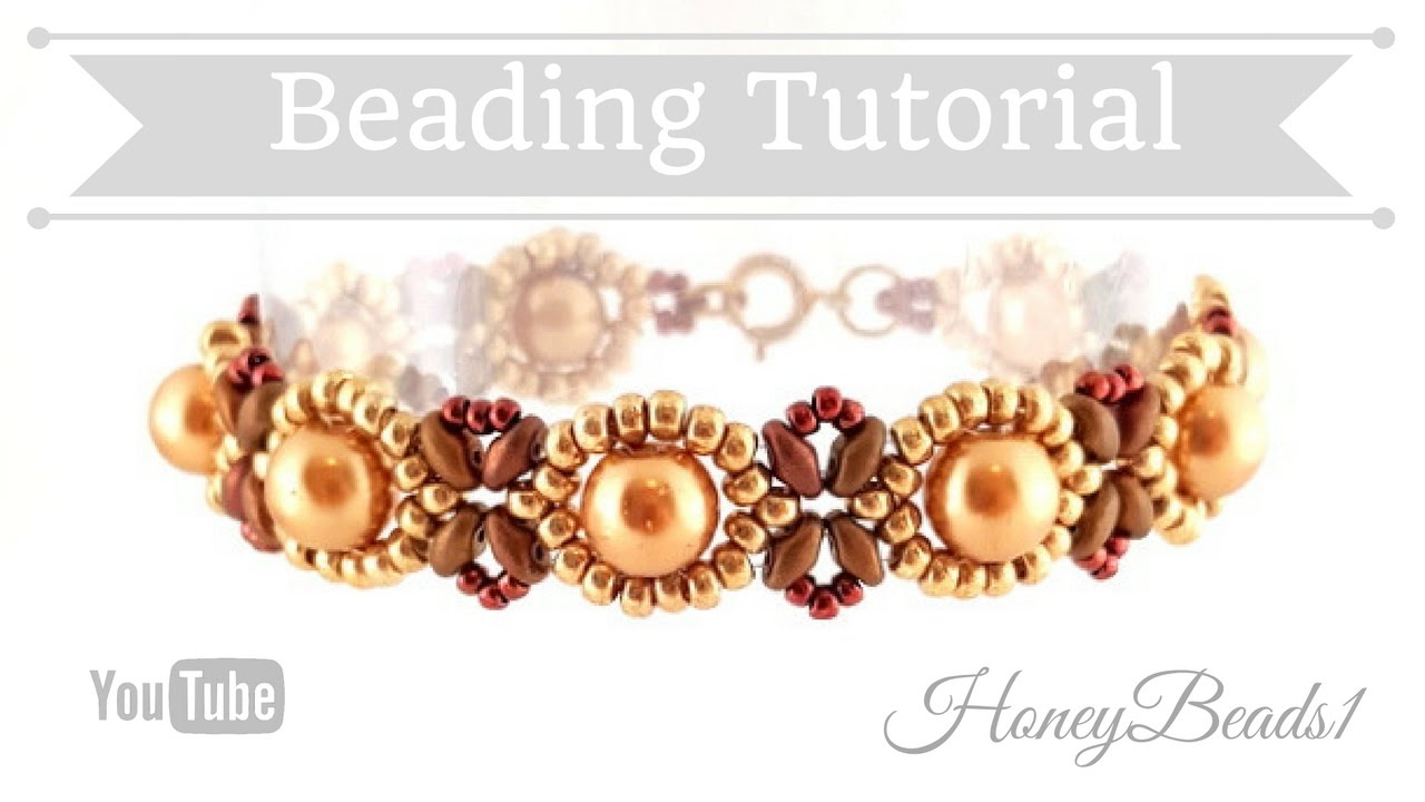 Beginners Bracelet Sunflower Tutorial *(3)* Beading Tutorial by HoneyBeads1 (with superduo beads)