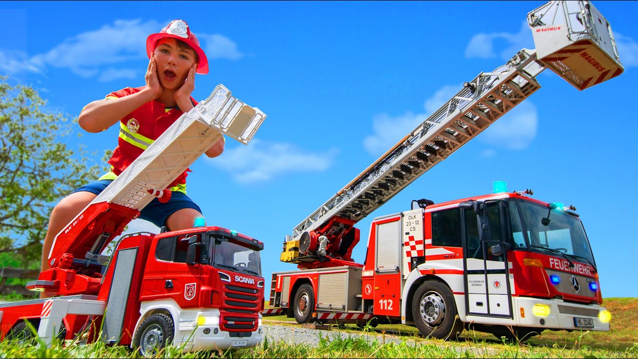 Hist&oacute;rias de caminh&atilde;o de bombeiros com brinquedos para crian&ccedil;as