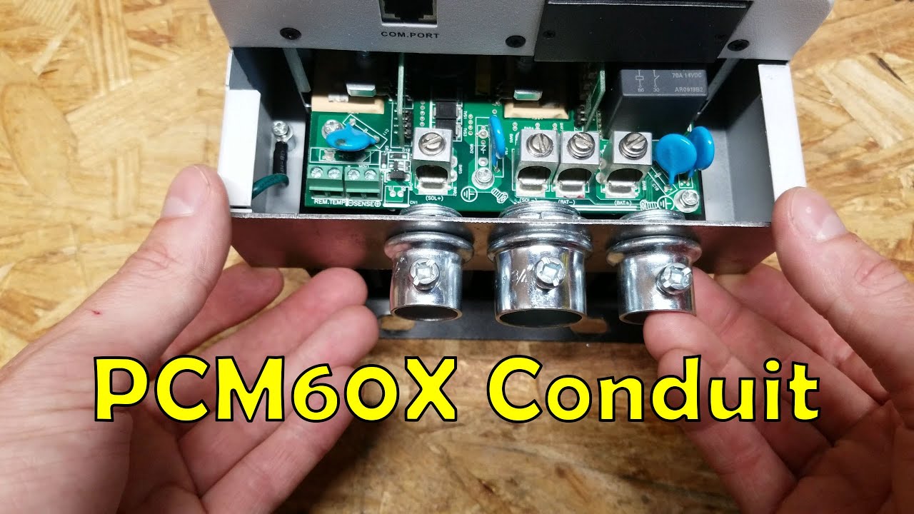 Connecting Conduit to the MPPSolar PCM60X Charge Controller