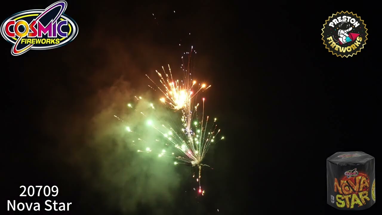 Cosmic Fireworks Nova Star - Nova Star Barrage Cake 19 Shots - Preston Fireworks