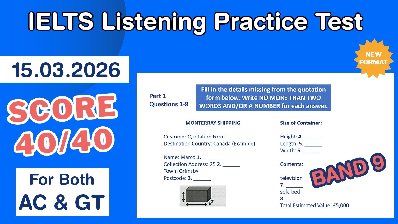 IELTS Listening Practice Test 2026 with Answers 15.03.2026 - Test #264