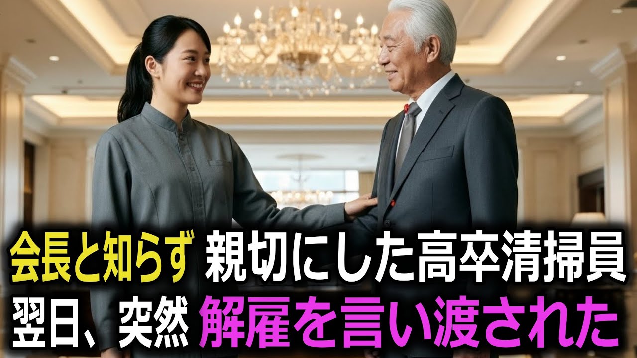会長だと知らず、困っているおじいさんに声をかけた高卒のホテル清掃員。翌日、突然解雇を言い渡され…
