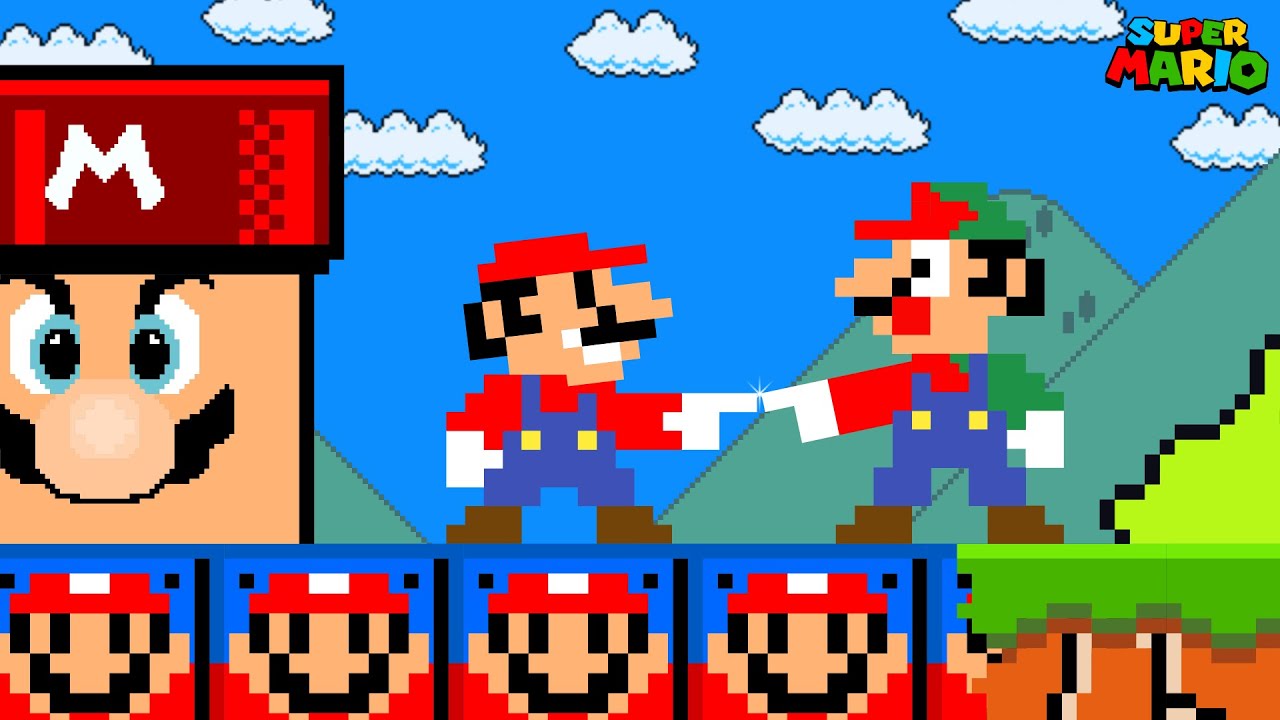 Super Mario Bros., but When Everything Mario Touches Turns into Mario...