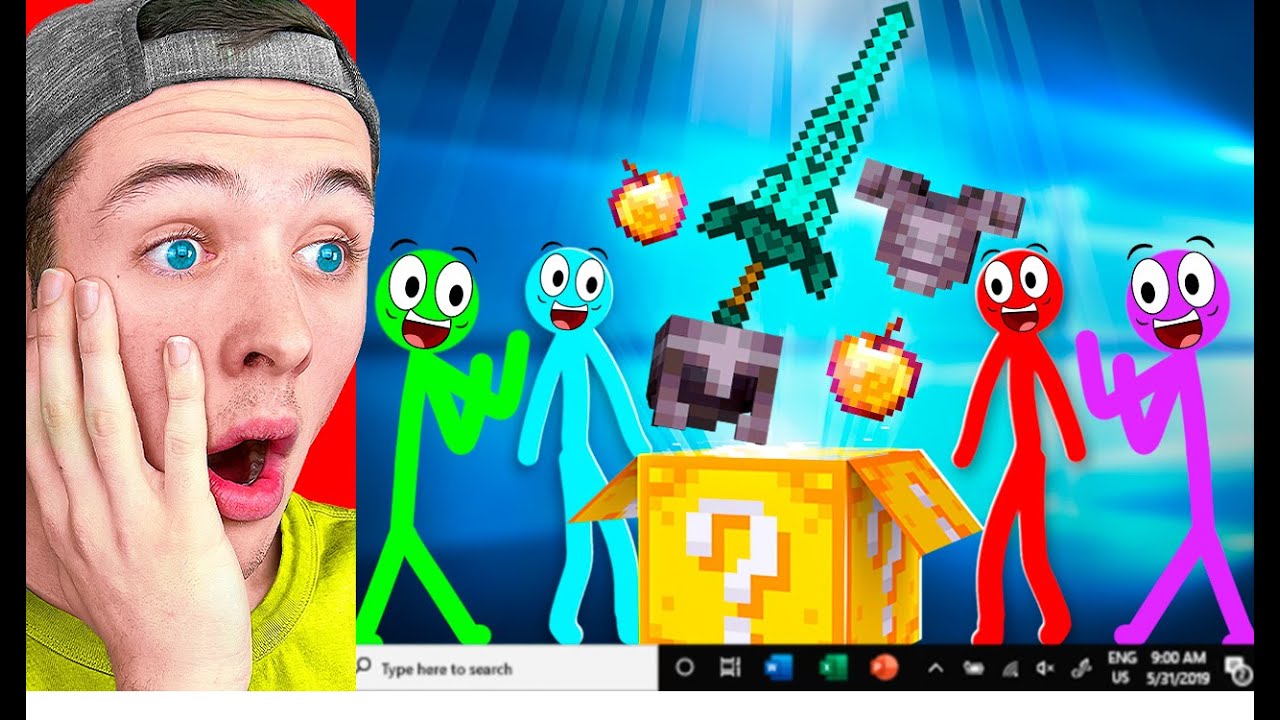 Реакция на анимацию LUCKY BLOCK против Minecraft