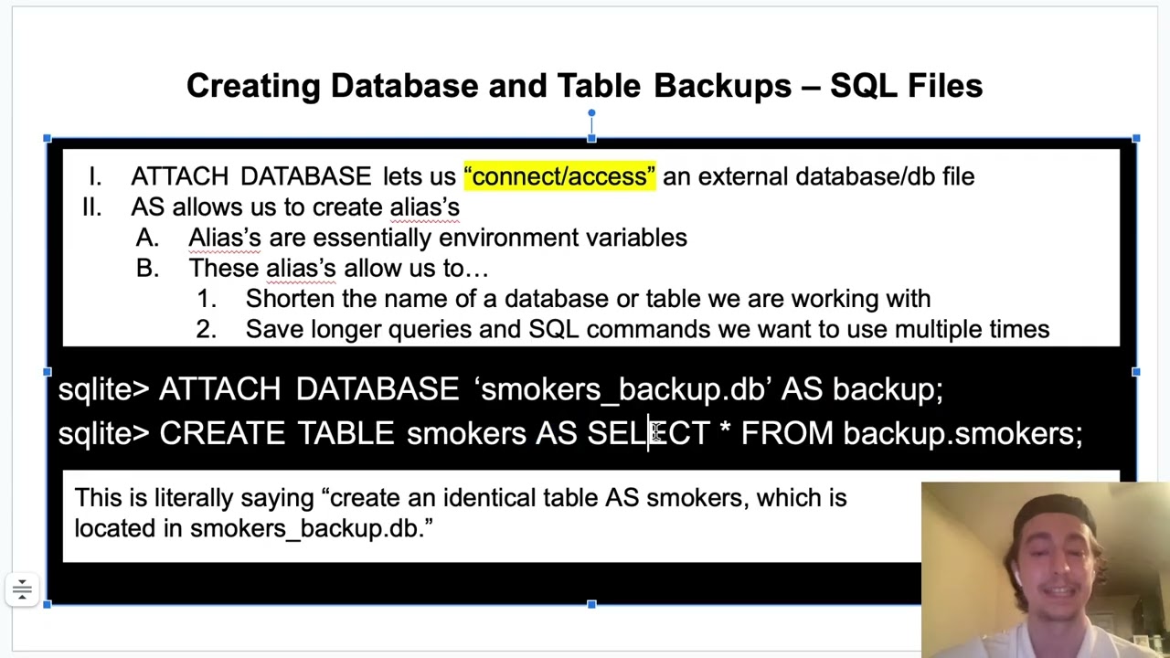 Introduction to SQL and SQLite3 -- SQL Scripts, Database Backups, and Grouping/Ordering Data (Vid 3)