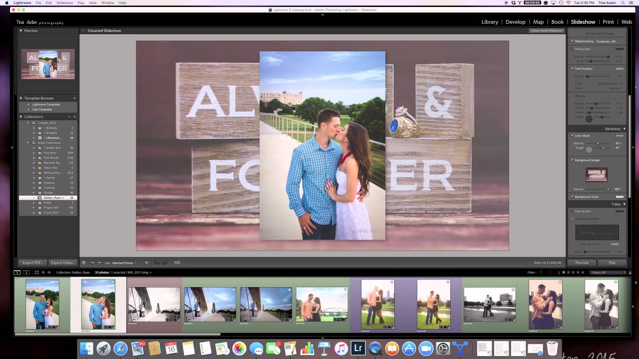 Using Lightroom's Slideshow Module