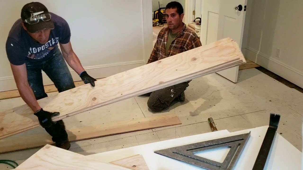 Wide plank plywood floor