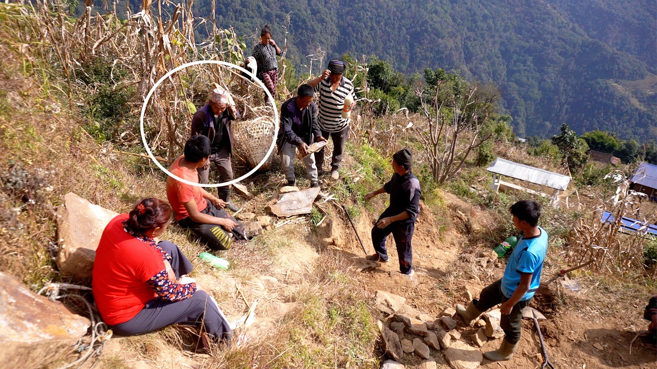 jungle man gives money to villagers to  build street way || jungle man wants good street near house
