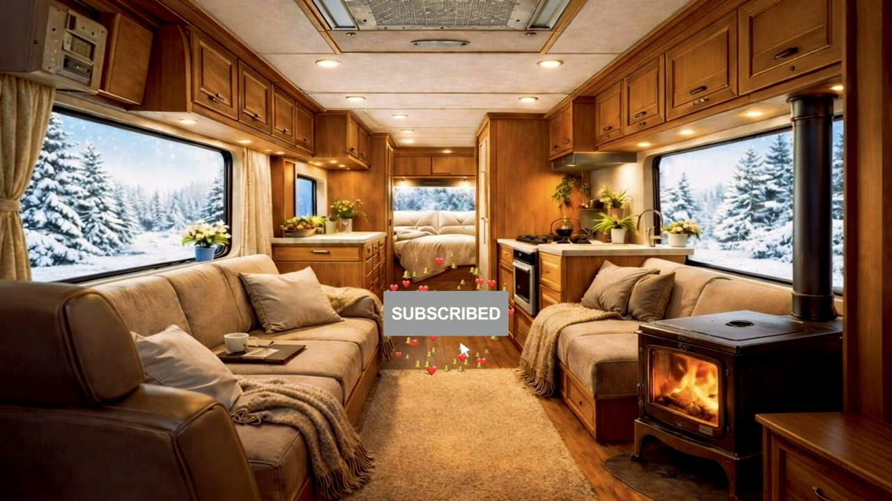 Snowy Night in a Cozy Camper | Smooth Jazz for Relax
