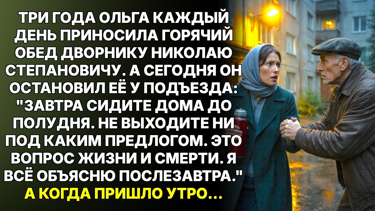 Не выходи завтра из дома до полудня, попросил дворник, которому учительница три года приносила обед.
