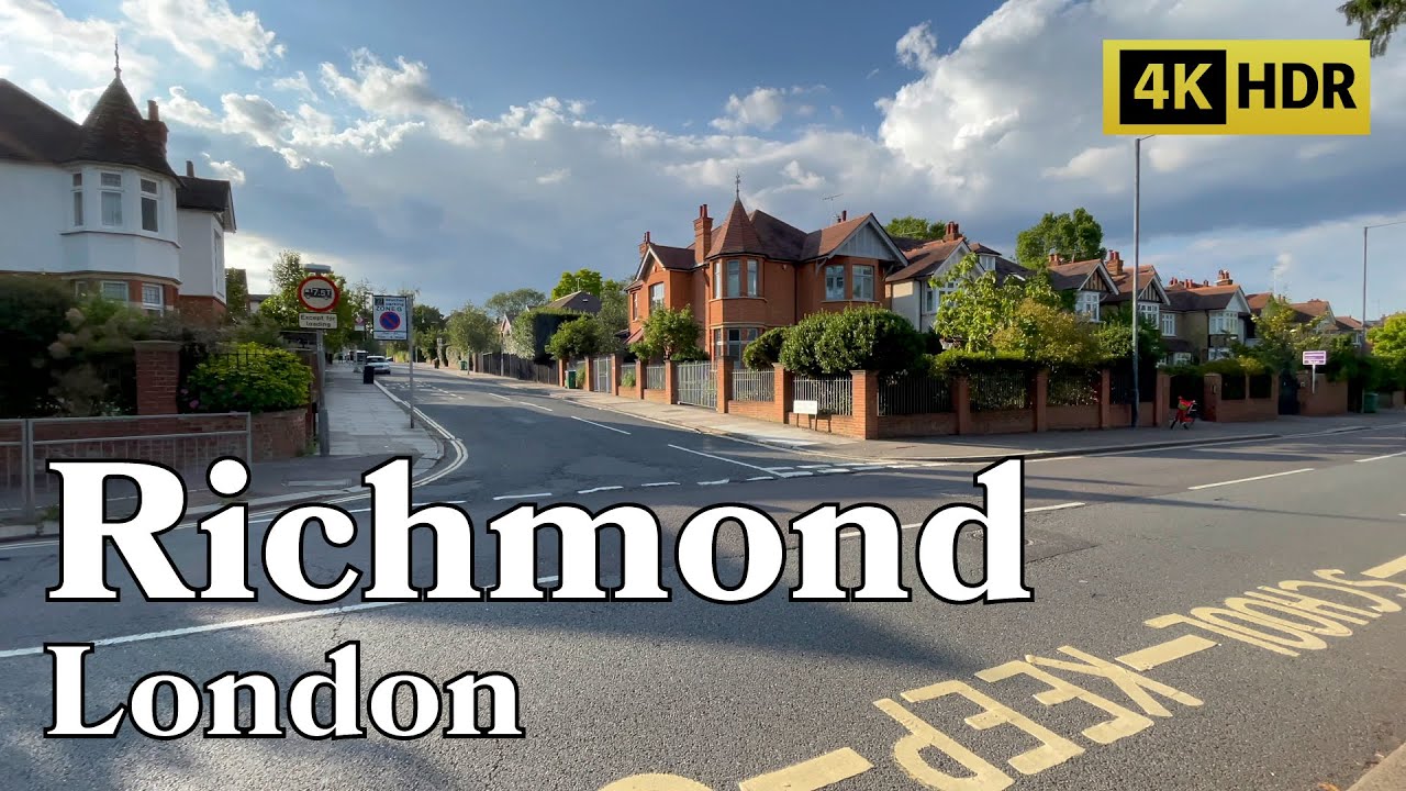 Walking around Richmond, Queen's Road, London Walking Tour 4K HDR