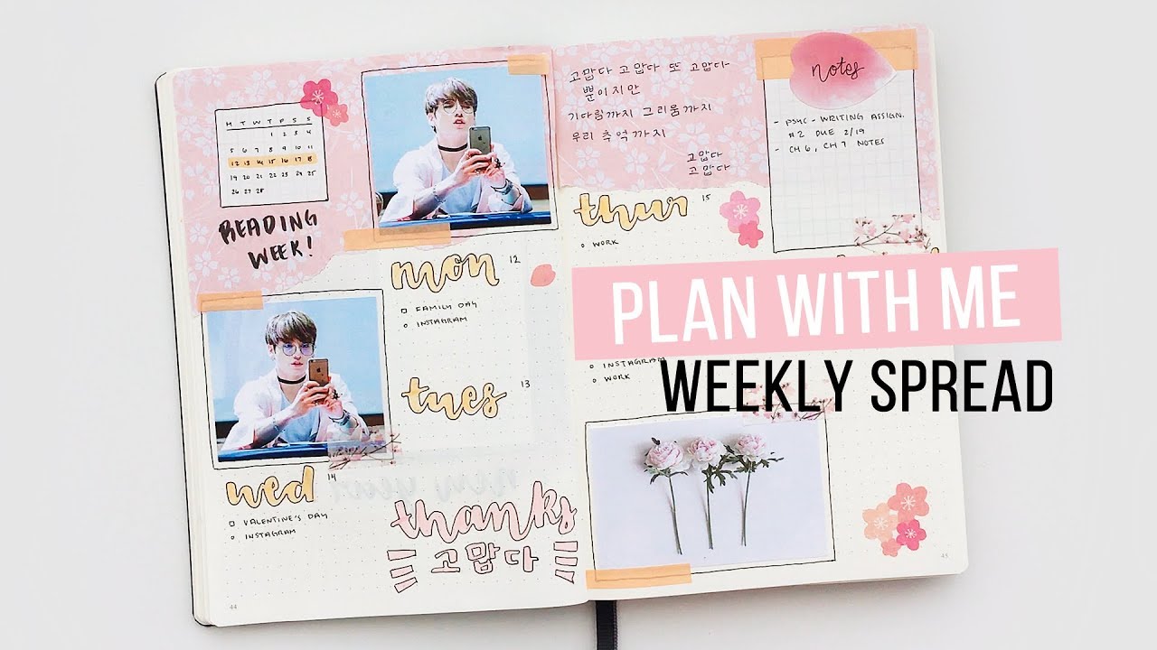kpop bullet journal | plan with me | february 2018 weekly spread