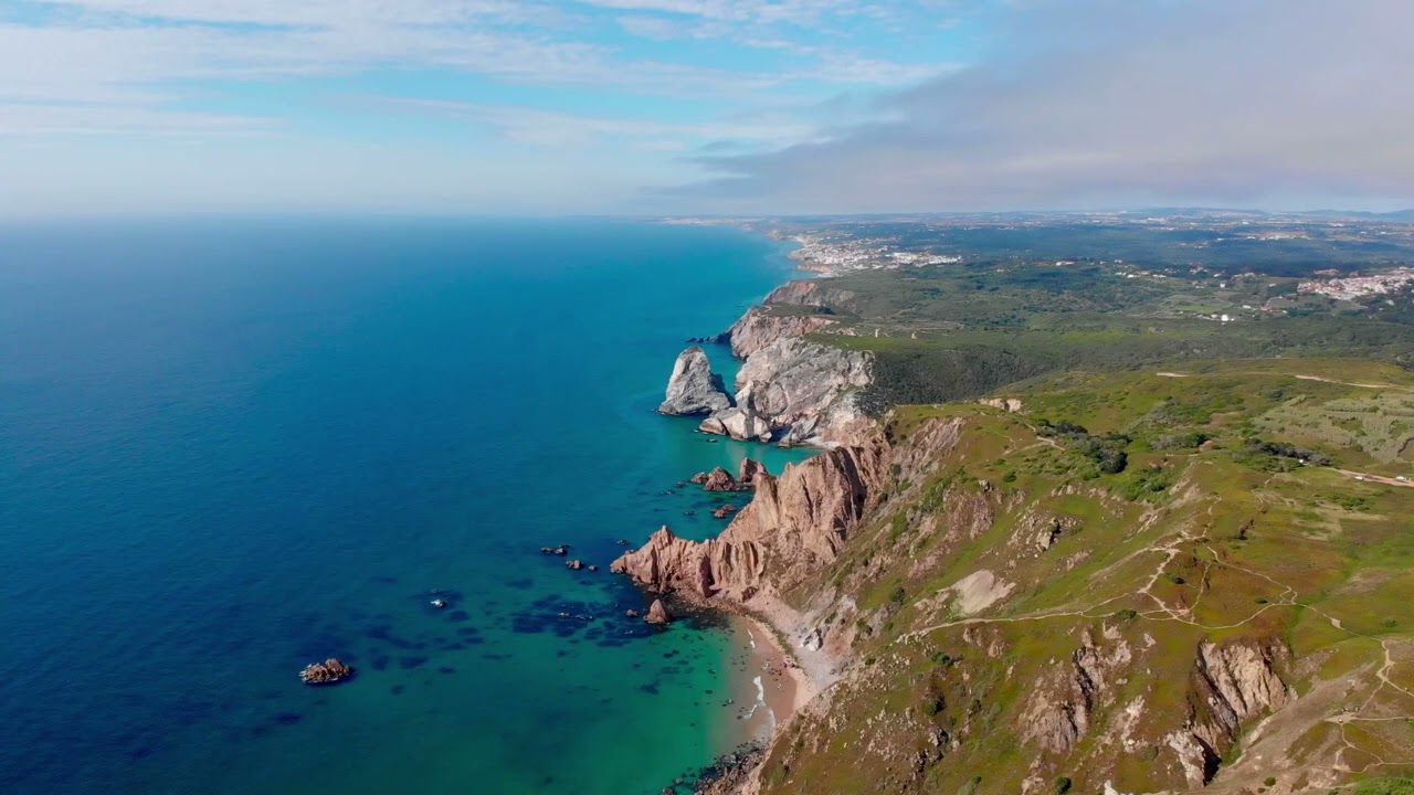Coast line of Portugal shot on drone 