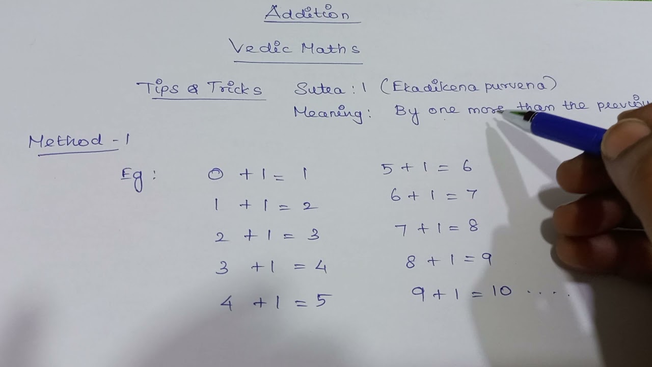 Vedic maths sutra 1 : Addition Tips &Tricks
