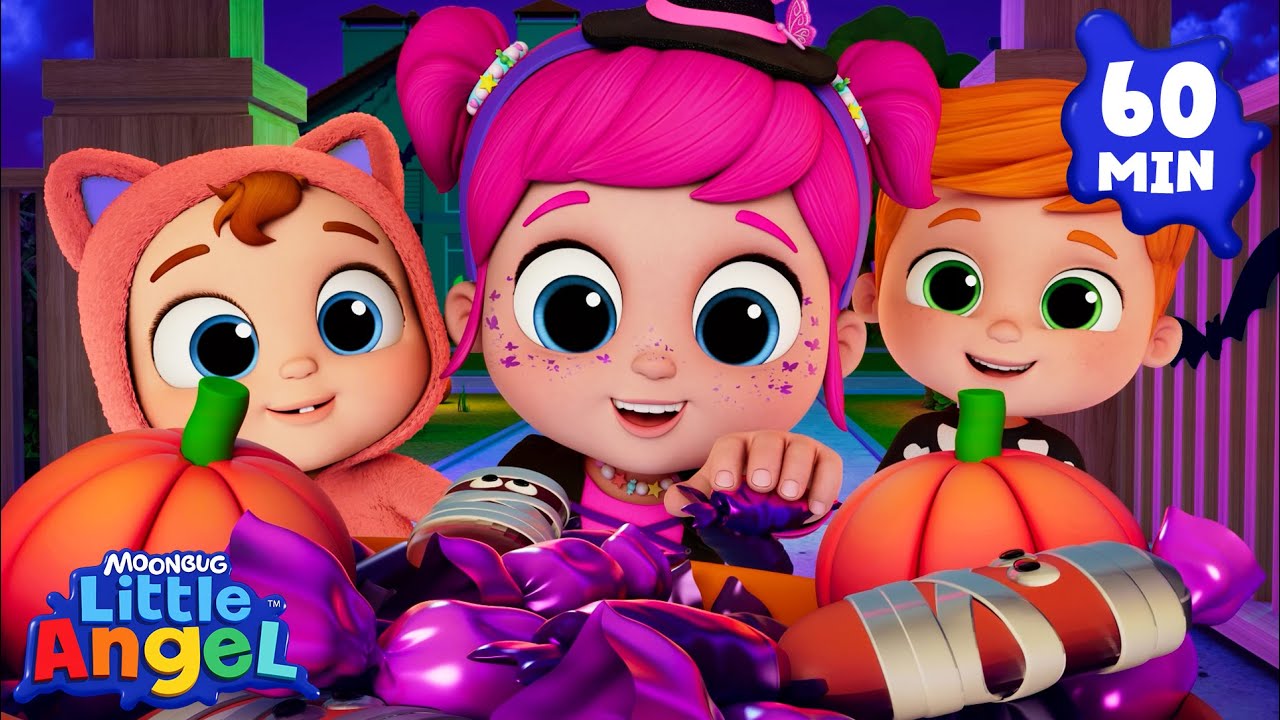 Trick or Treating on HALLOWEEN! 🎃 | 1 HOUR of Little Angel Kids Songs & Nursery Rhymes