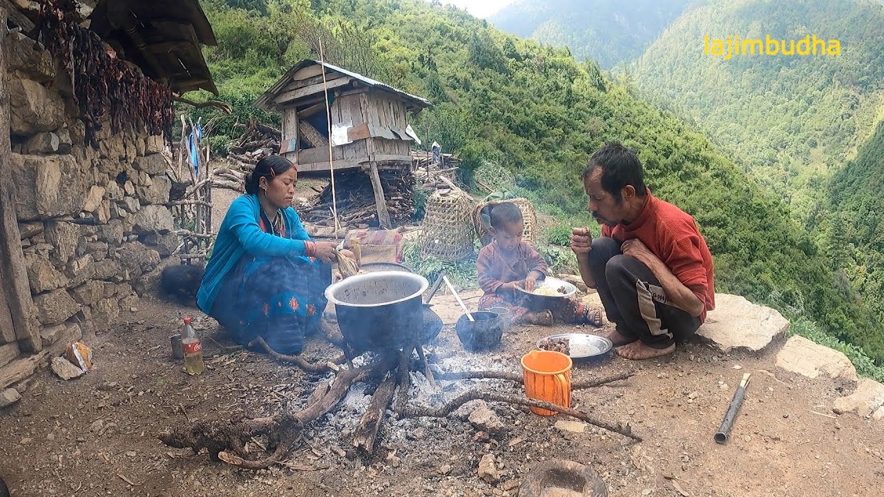 mountain people love to cook the meat || lajimbudha ||