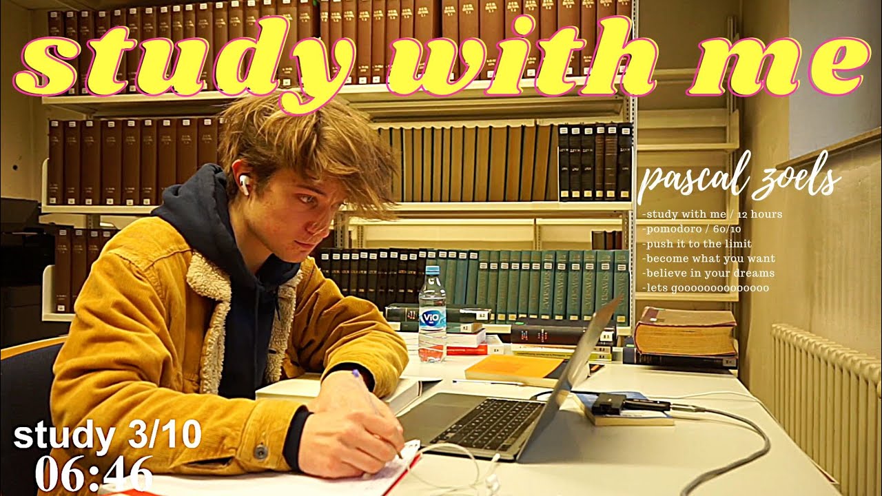 12 HOUR study with me 📚☔️ rain sounds &  pomodoro - 60/10 -