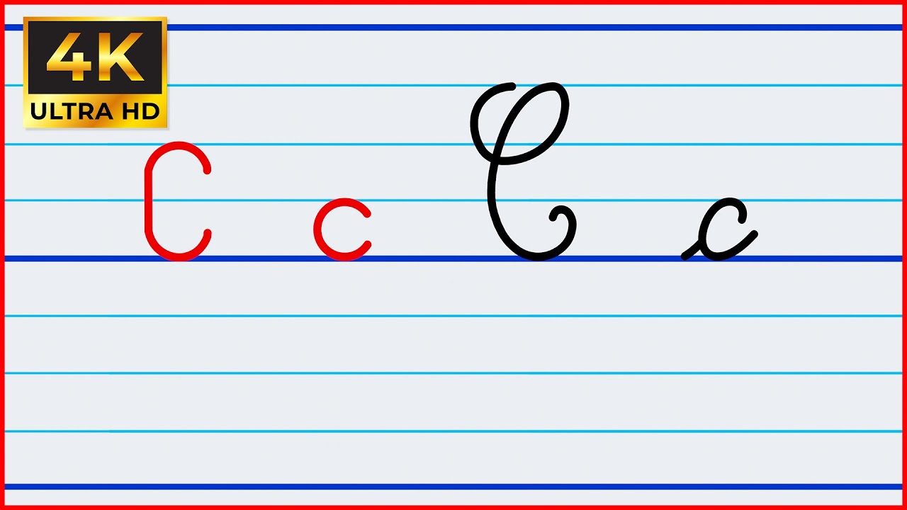 la lettre c minuscule et majuscule en écriture scripte et cursive