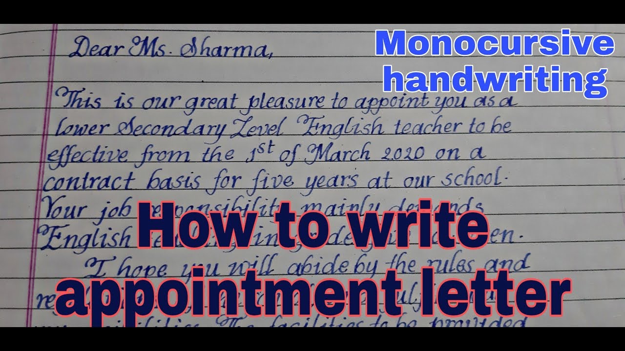 How to write appointment letter/monocursive handwriting/ printed writing/ Eng Teach