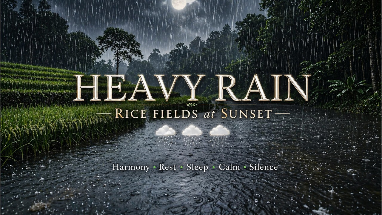 🌧️ Rain ASMR in Peaceful Rice Fields | Flowing Water & Calming Nature Sounds