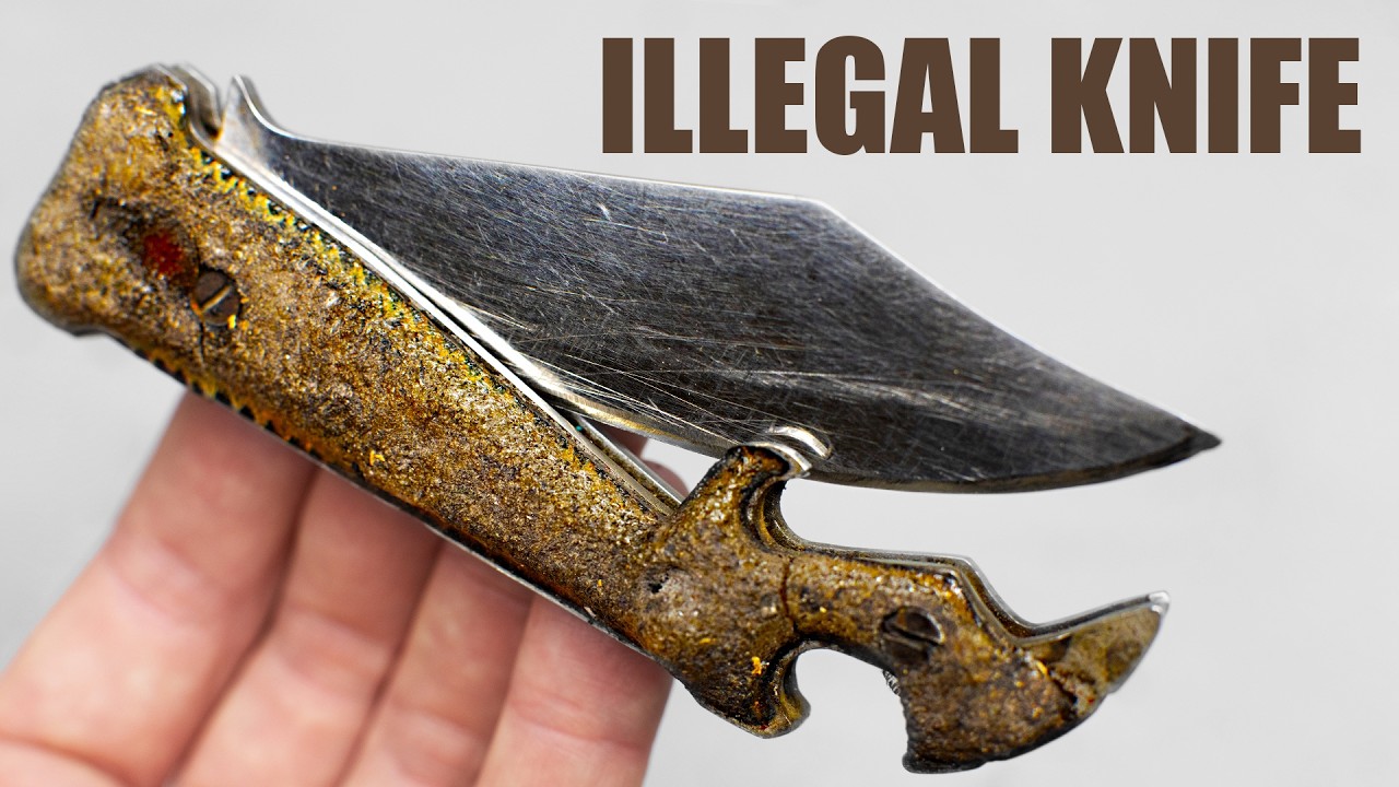 Broken Switchblade Knife Restoration.  Why is this Knife Banned in Most Countries?