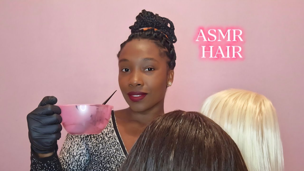 ASMR CASEIRO - CABELEIREIRA PINTA E CORTA SEU CABELO. (sons em camadas, voz suave) 